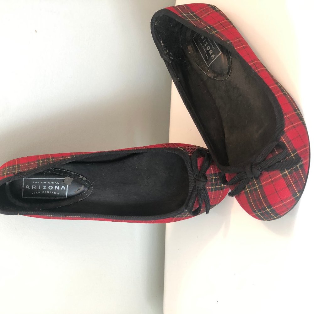 Arizona Jean Red Plaid Ballerina Flats Size 7